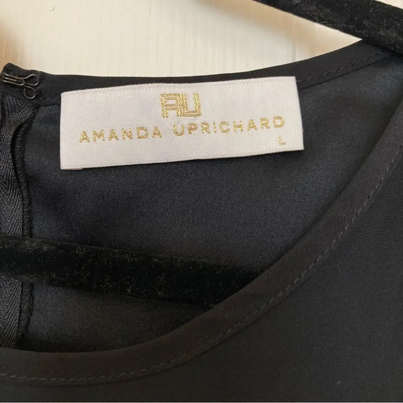 AMANDA UPRICHARD Revolve Silk Mesh Panels Sleeveless Black Sheath Dress Large - Picture 6 of 8